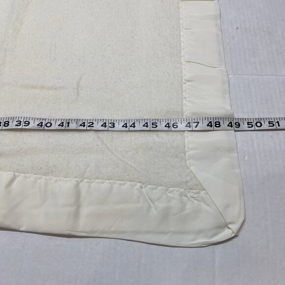 Vintage Fleece‎ Satin Trim Baby Blanket Ivory Thermal Set Of 2 - Picture 8 of 11